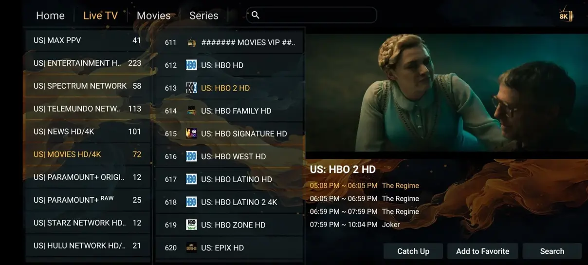 Pongo IPTV gränssnitt på tv skärm 1