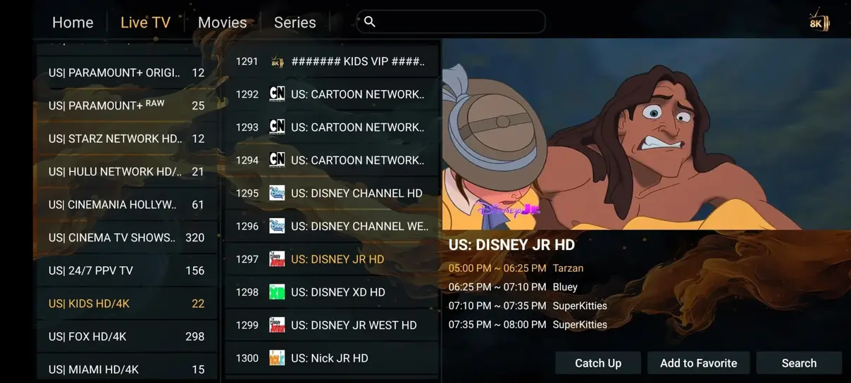 Pongo IPTV gränssnitt på tv skärm 2