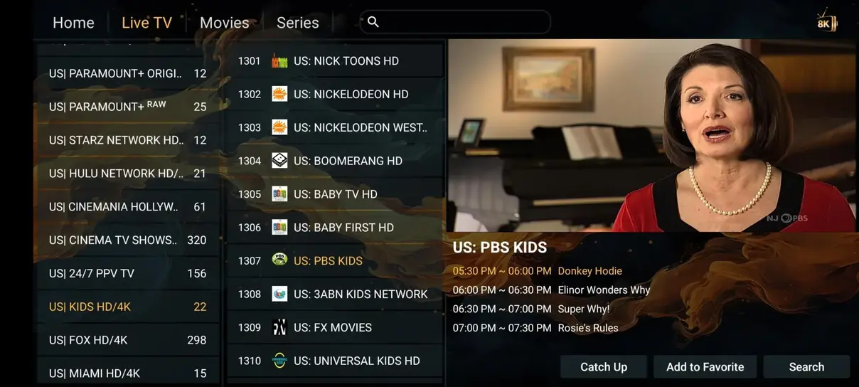 Pongo IPTV gränssnitt på tv skärm 4
