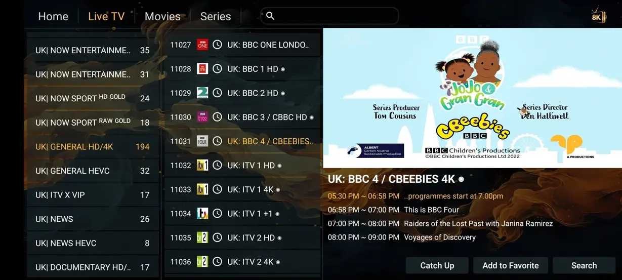 Pongo IPTV gränssnitt på tv skärm 6
